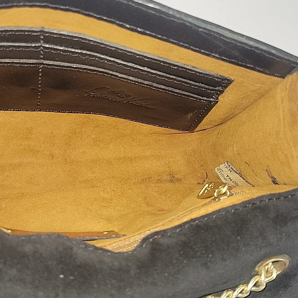 Patricia Nash Black Leather Chain-Shoulder Crossbody Shoulder Bag